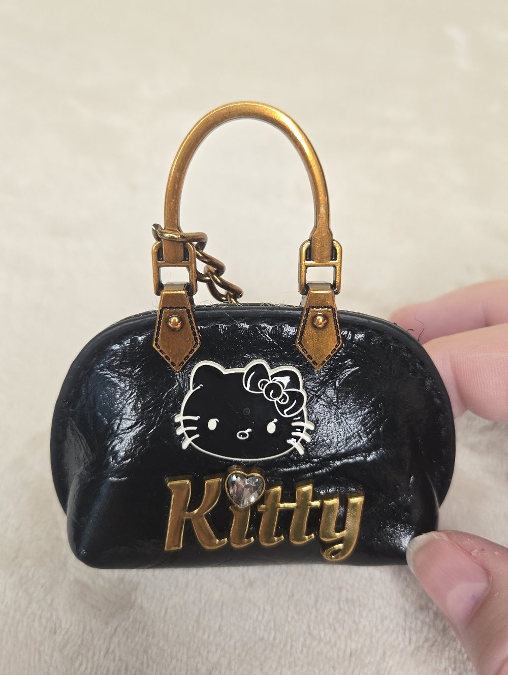 Hello Kitty Mini Black Patent Handbag Keychain